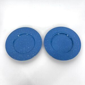 Stoneware Mottled Blue & White Small Dessert Snack Salad Plates Set of 2--6"